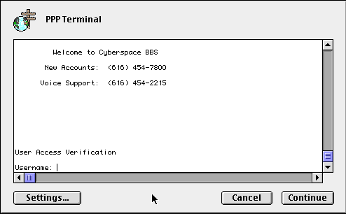 PPP Terminal Window